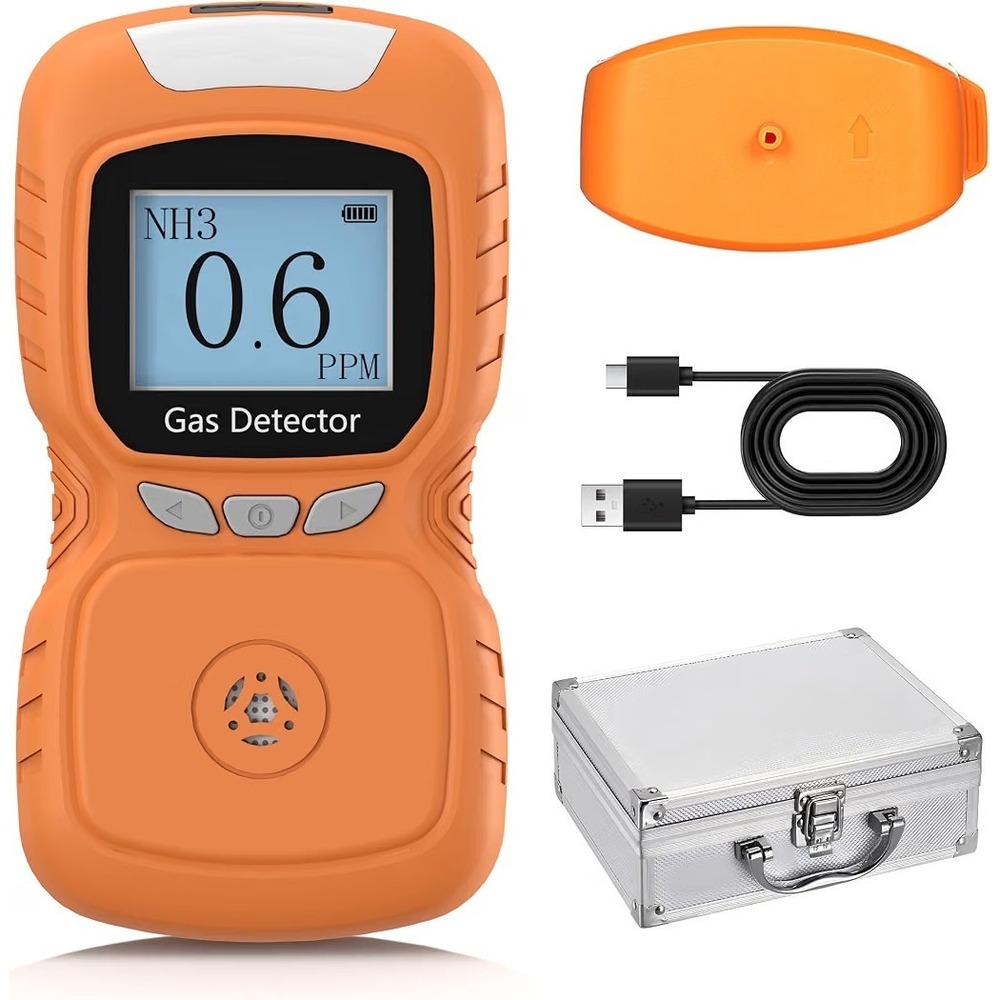 Sooguard Portable Ammonia Gas Detector 0-100 PPM NH3 Monitor Alarm Orange Case